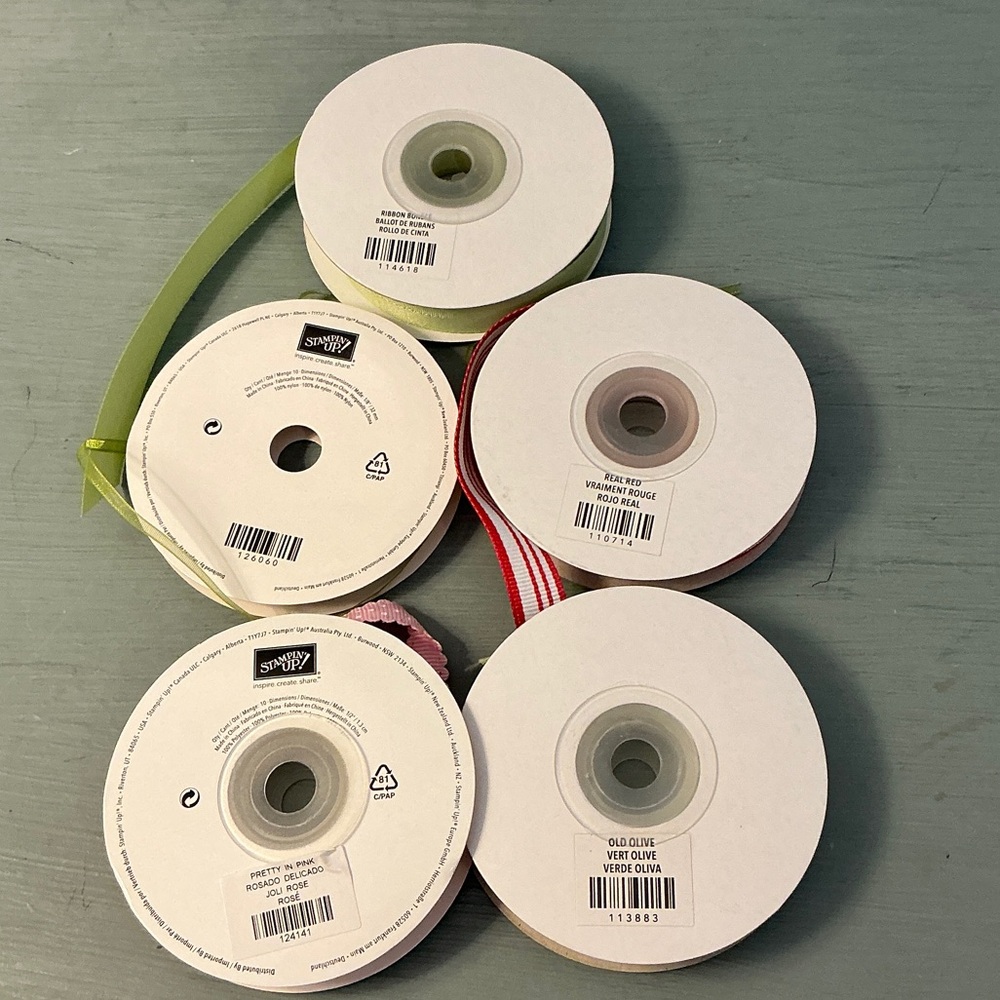 Stampin' Up! Lot of 26 Spools of Ribbon of Various Colors, Sizes & Designs - Picture 10 of 16